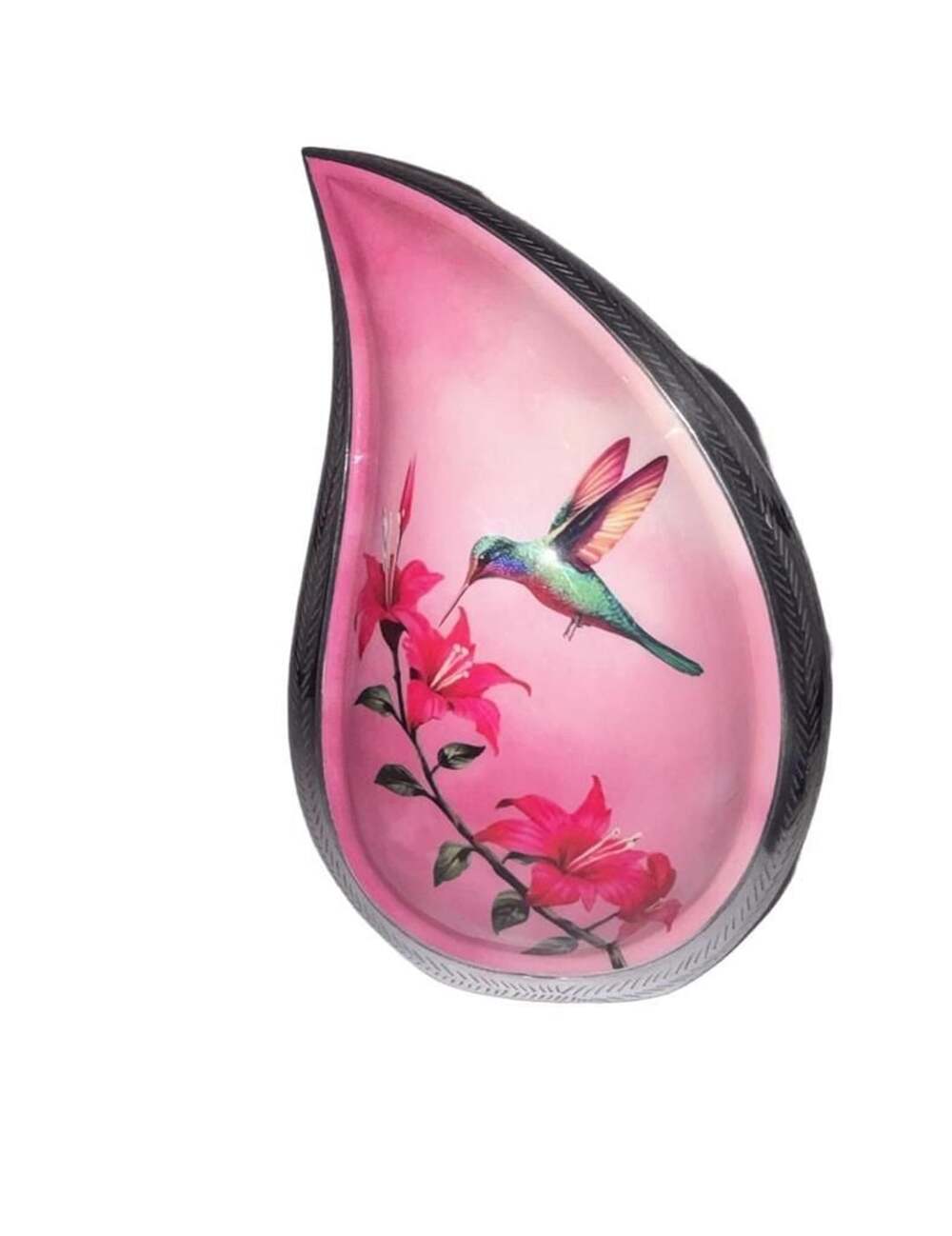 TruPoint Memorials Hummingbird Teardrop Cremation Urn Pink